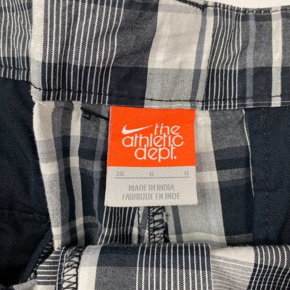 Nike Athletic Department Cargo Shorts Mens 36 Check Plaid Cotton 11" Black Gray - Picture 4 of 14
